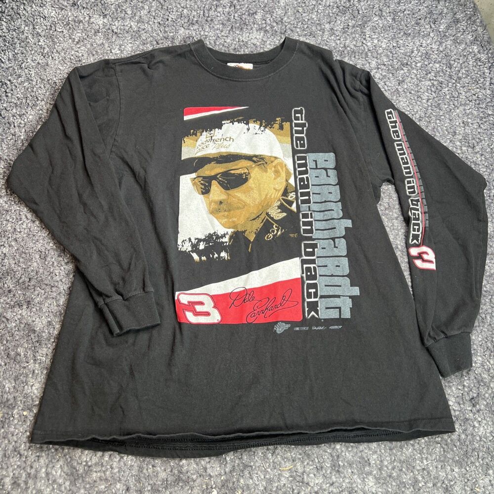 VTG NASCAR Dale Earnhardt The Man In Black Long Sleeve Racing T-Shirt Men’s L